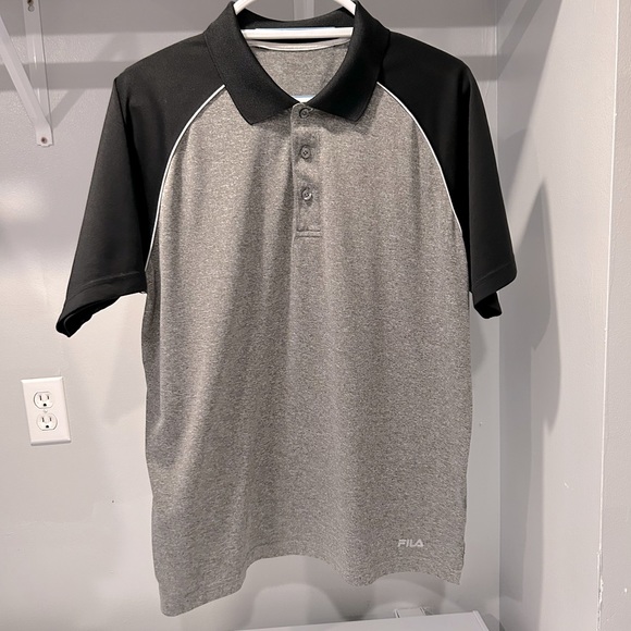 Fila Black/Heather Gray Athletic Polo - Picture 1 of 11